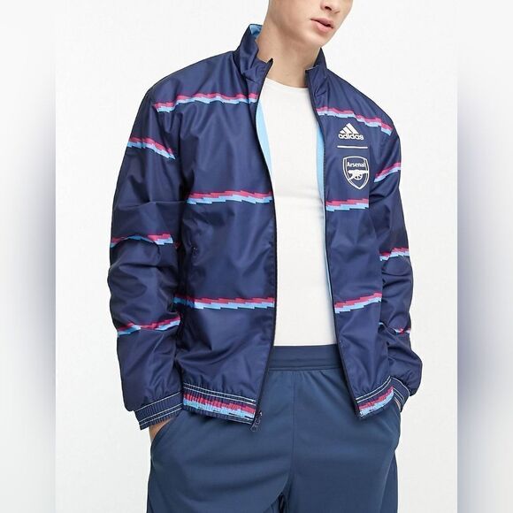 Adidas Arsenal FC Anthem Reversible Jacket Men's S 2 In 1 Skyrus Navy HT7155 New - Picture 4 of 10